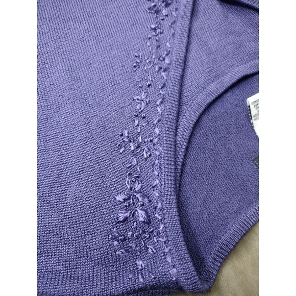 Sag Harbor purple top with attached cardigan look - Picture 10 of 11